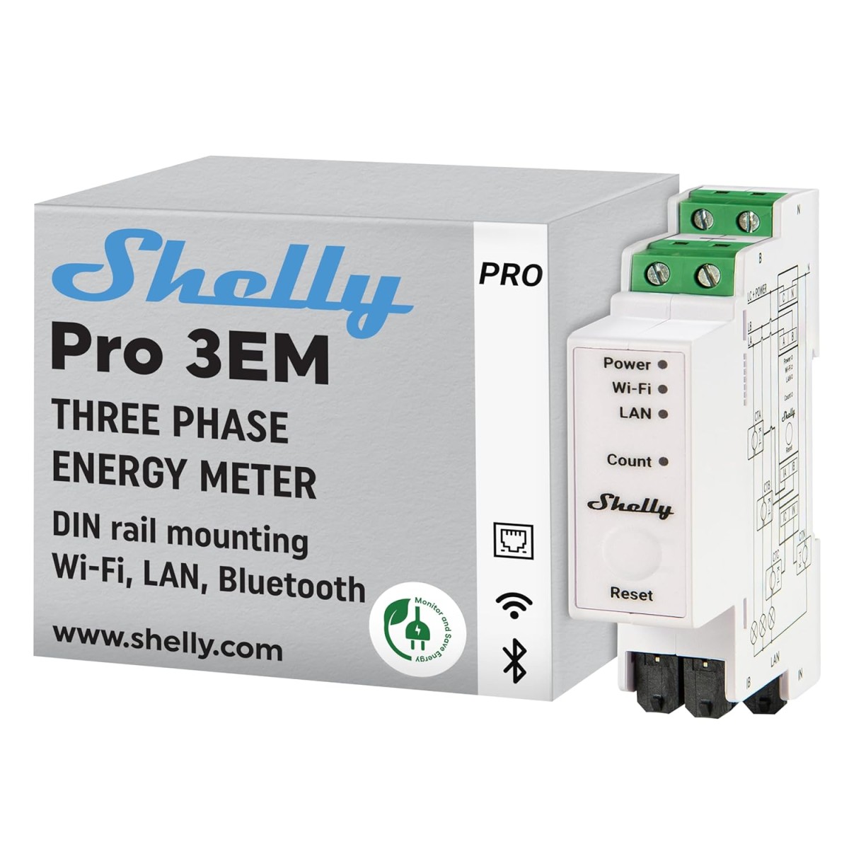 Trifazni merilnik Shelly Pro 3EM-3CR63