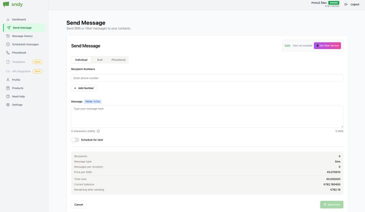 Spletna platforma za pošiljanje SMS/Viber sporočil